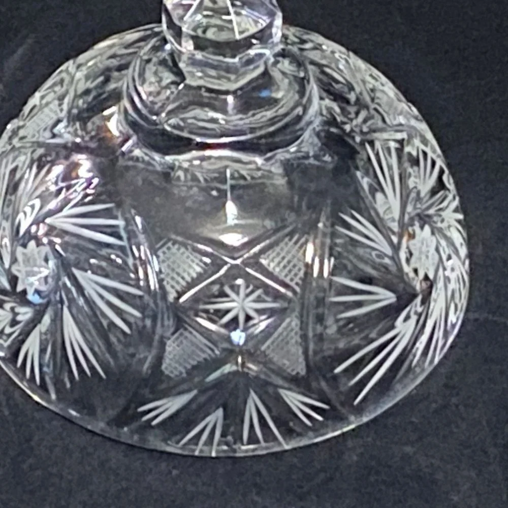 Eleanor American Cut Round Glass Cover Butter/Cheese Dish Pinwheel Fan Stars - Picture 11 of 11